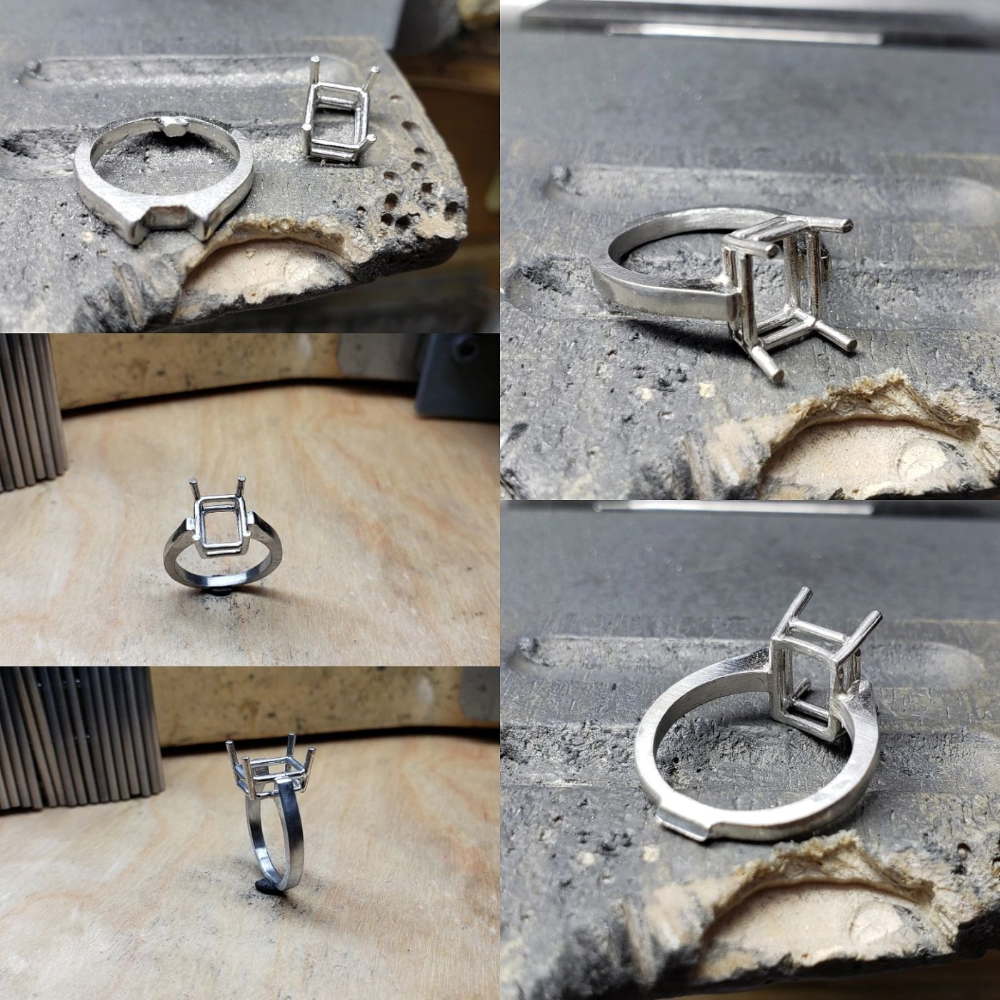 Handmade emerald-cut mounting