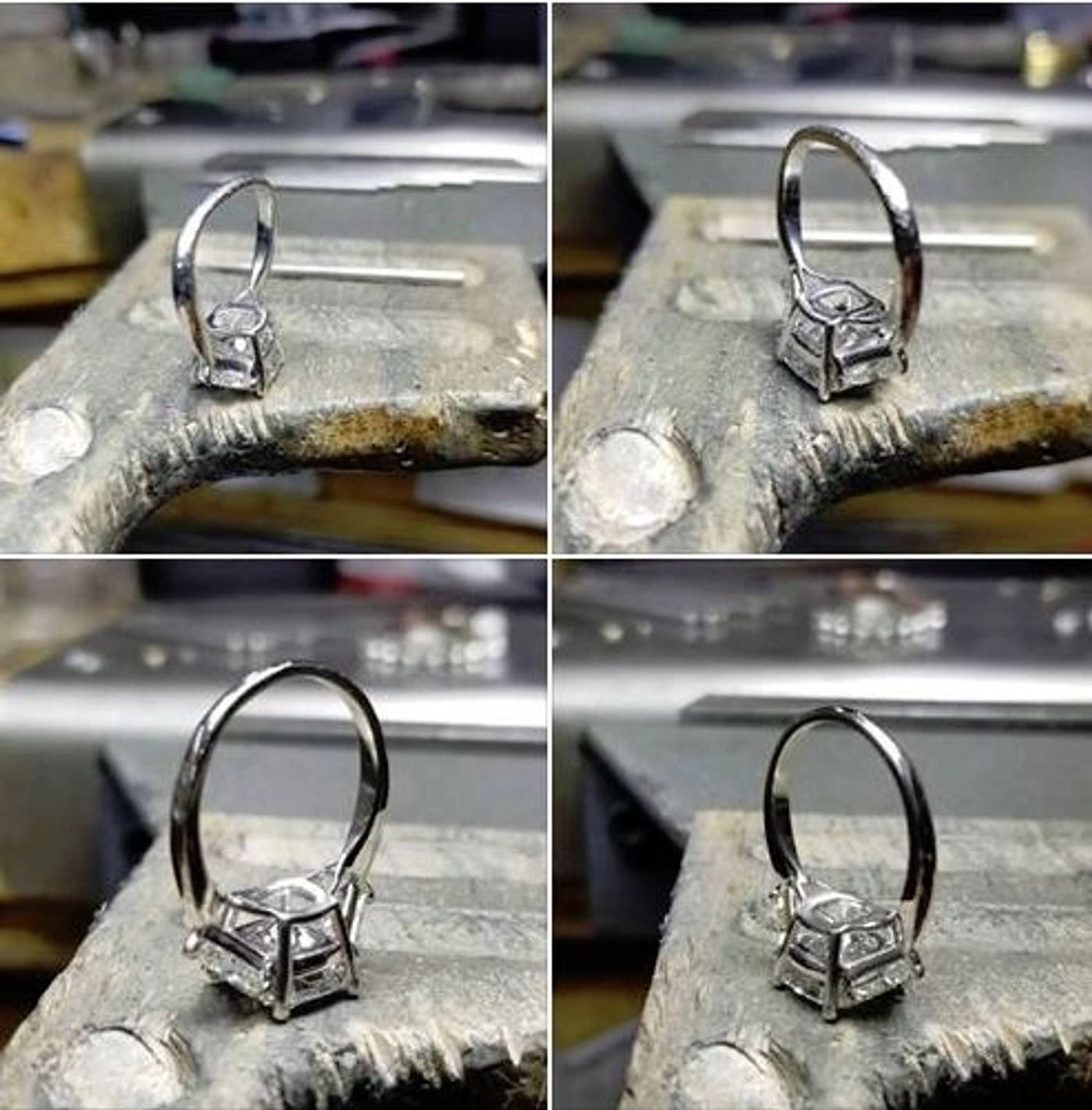 Ring being set in the workshop