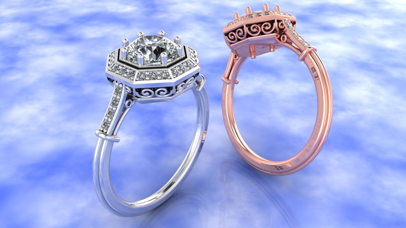 Art deco halo CAD render