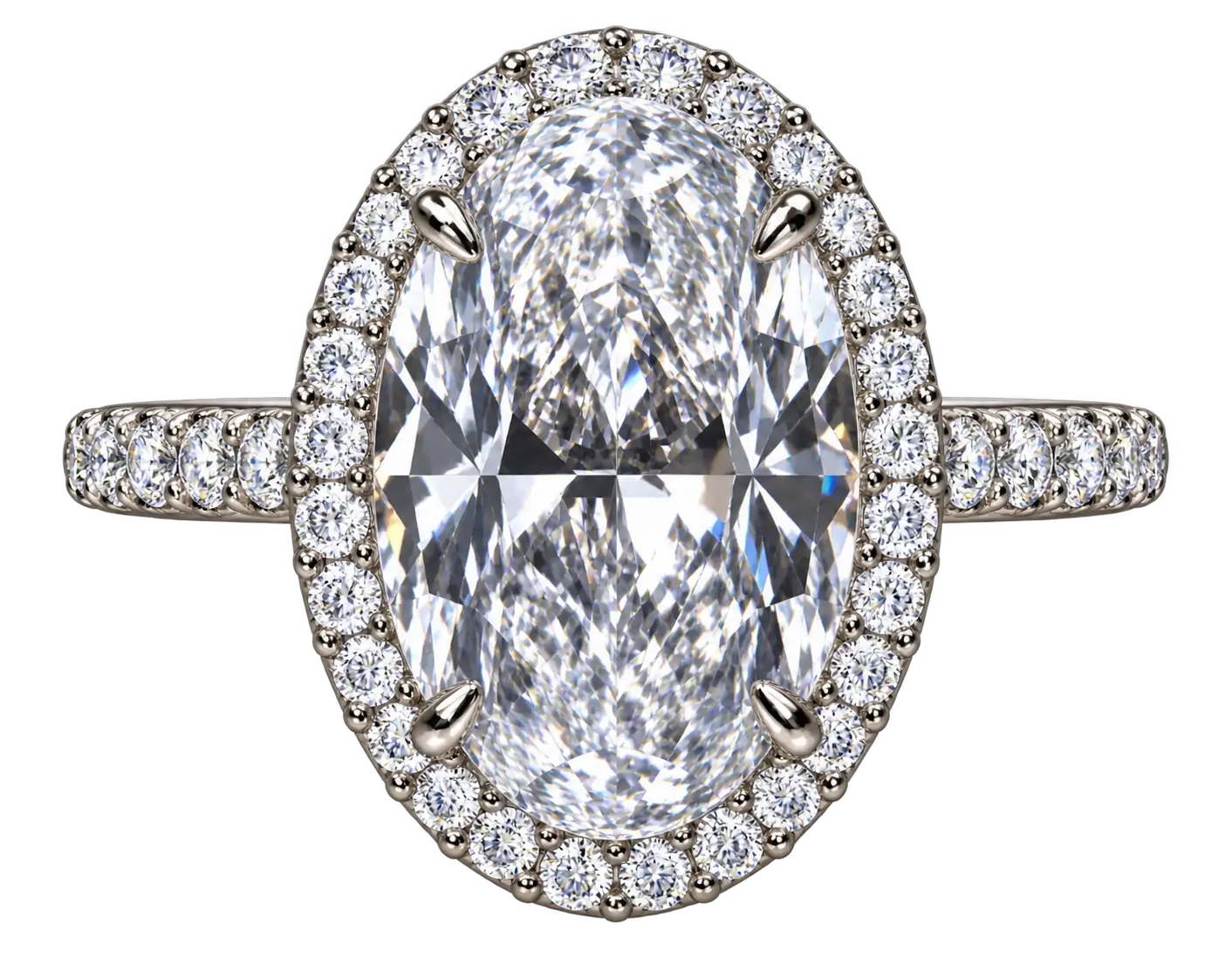 Oval diamond halo ring
